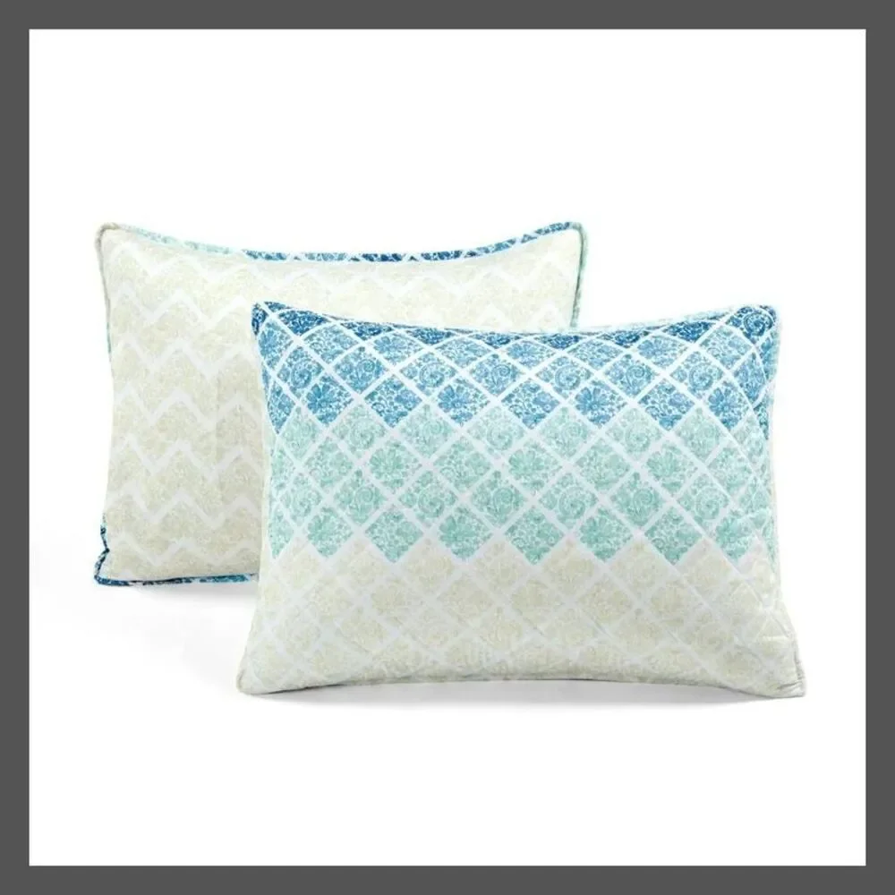 Lush Decor - 3pc King Medallion Ombre Quilt & Sham Set Blue/Nav Blue/Navy